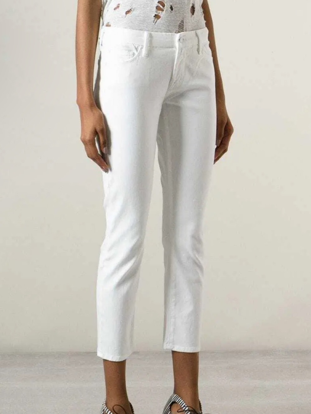 Mother Denim - The Looker Crop Denim in Glass Slipper White